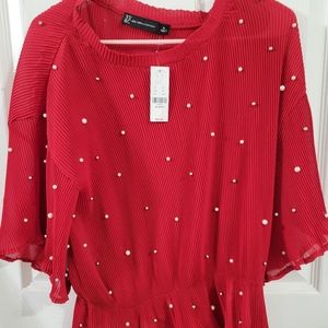 NY and Company XL Deep Red Pearl Blouse Blouse